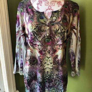 Peacock detail tunic